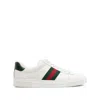 Gucci Women White Leather Ace Sneakers With Web Detail In White