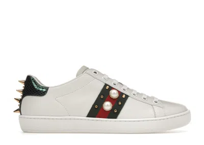 Pre-owned Gucci Ace Studded Pearl (women's) Sneakers In White