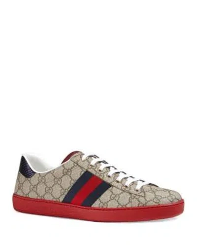 Pre-owned Gucci Ace Supreme Gg Ssima Logo Web Stripe Flat Sneakers Shoes $750 In Multicolor