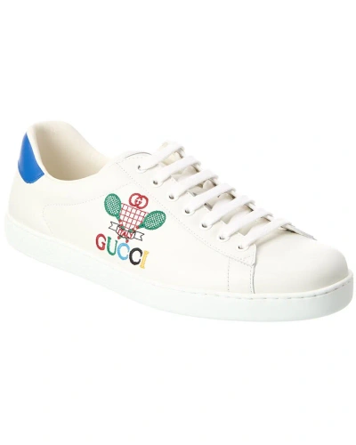 Gucci Ace Tennis Leather Sneaker In White