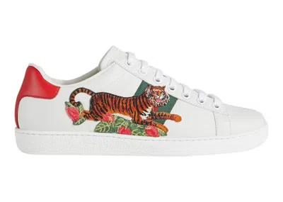 Pre-owned Gucci Ace Tiger Red (women's) Sneakers In White/orange/rd