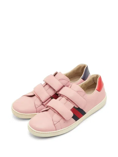 Pre-owned Gucci Ace Touch-strap Sneakers In Pink