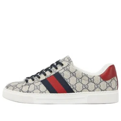 GUCCI GUCCI ACE WEB 'BEIGE NAVY'