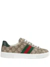 Gucci Ace Web Detail Sneakers In Beige