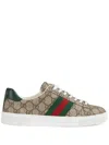 Gucci Ace Monogram Canvas Low-top Sneakers In Multi