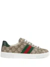 Gucci Ace Monogram Canvas Low-top Sneakers In Multi