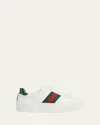 Gucci Ace Web Mixed Leather Sneakers In Multi