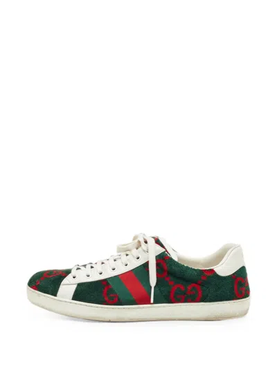 Pre-owned Gucci Ace Web Sneakers In Green