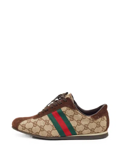 Pre-owned Gucci Ace Web Sneakers In Neutral