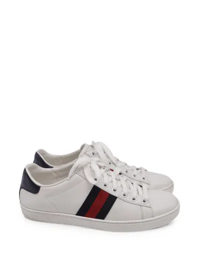 Pre-owned Gucci Ace Web Sneakers In White