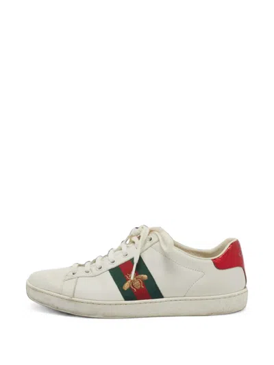 Pre-owned Gucci Ace Web Sneakers In White