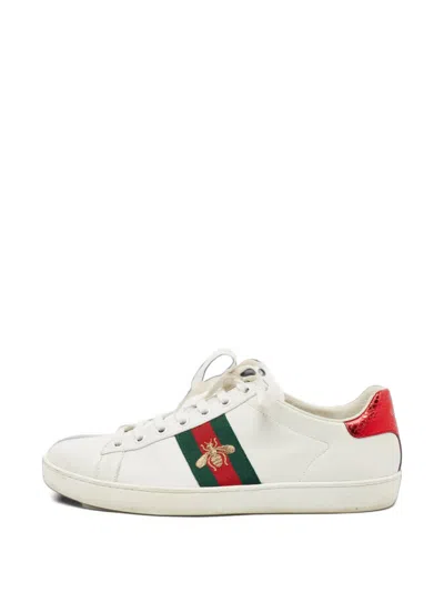 Pre-owned Gucci Ace Web Sneakers In White
