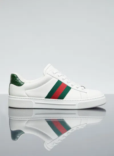 Gucci Ace Web Sneakers In White