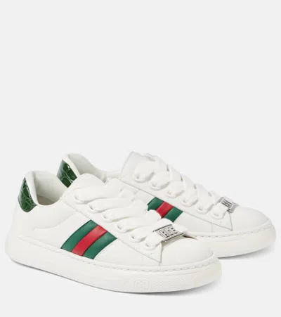 Gucci Maxi Plate Trainers With Chunky Lace-up Closure (height: 3.6cm) In White