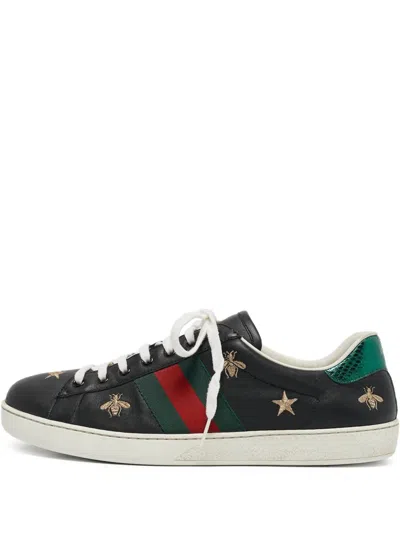 Pre-owned Gucci Ace Web-stripe Sneakers