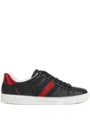 Gucci Ace Leather Sneakers With Lateral Web Band In Schwarz