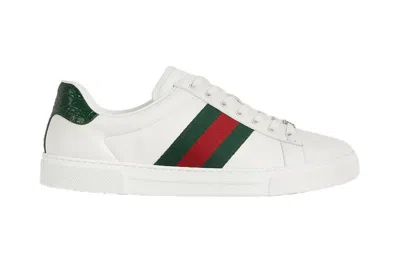 Pre-owned Gucci Ace Web White Green Red In White/green/red