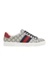 Gucci Gg Supreme Fabric Sneakers With Lateral Web Band In White