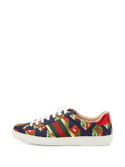 Pre-owned Gucci Ace Web-detail Sneakers In Blue