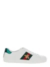Gucci Mens Bianco Verd Ace Bee-embroidered Leather Low-top Trainers In Multicolor