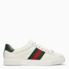 GUCCI GUCCI ACE WHITE/GREEN LEATHER LOW TRAINER MEN