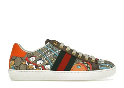 Pre-owned Gucci Ace X Disney Huey, Dewey, Louie Print (women's) Sneakers In Brown