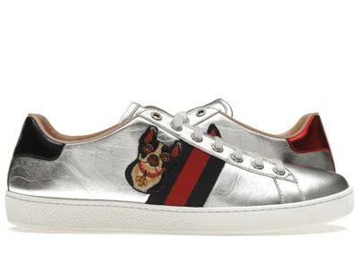 Pre-owned Gucci Ace Year Of The Dog (women's) Sneakers In Silver