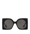 Gucci Womens Gg1257s Rectangle-frame Tortoiseshell Acetate Sunglasses In Black