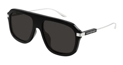 Pre-owned Gucci Acetate Aviator Frame Sunglassesfr) In Black/grey (gg1309s/005