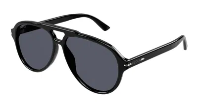 Pre-owned Gucci Acetate Aviator Frame Sunglassesfr) In Black/grey (gg1443s/001
