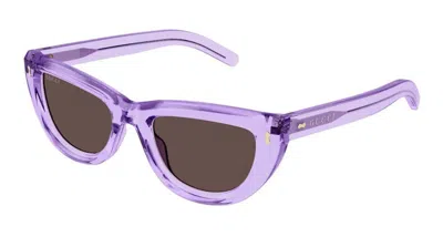 Pre-owned Gucci Acetate Cateye Frame Sunglassesfr) In Violet Crystal/brown (gg1521s/004