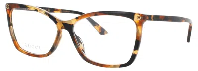 Gucci Acetate Rectangle Eyeglasses 58-14-140 In 016 - Havana / Demo