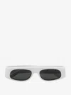 Gucci Rectangular Frame Sunglasses With Dark Rounded Lenses In White