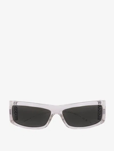 Gucci Rectangular Clear Frame Sunglasses In Metallic