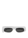 Gucci Rectangular Frame Sunglasses With Dark Rounded Lenses In White