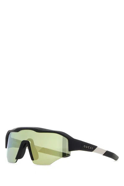 Gucci Gg2017s Acetate Shield Sunglasses In Black
