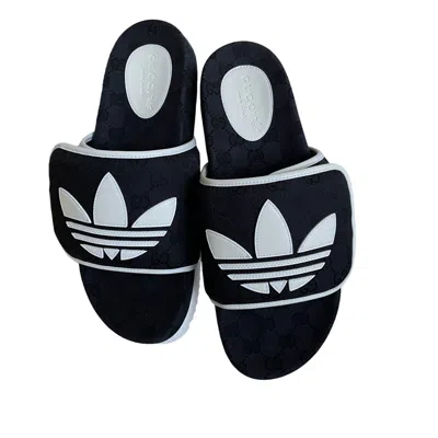 Pre-owned Gucci Adidas X  702412 Mens Slides Sandals Shoe, Black,  Sz 9, 10, 11