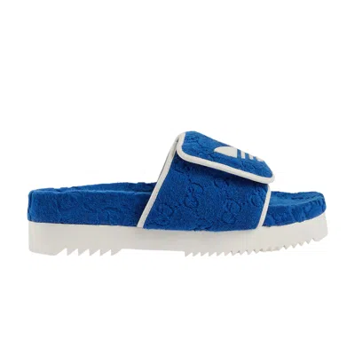 Pre-owned Gucci Adidas X  Gg Platform Sandal 'blue Cotton Sponge'