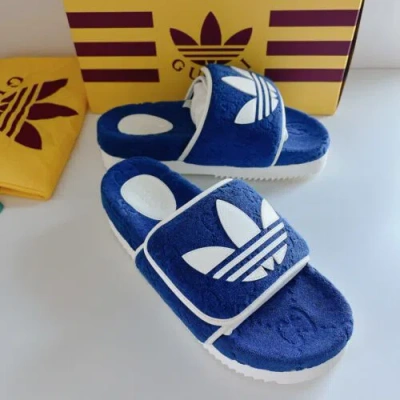 Pre-owned Gucci Adidas X  Men's Slide Sandal Blue Uk 9