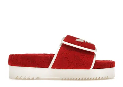 Pre-owned Gucci Adidas X  Monogram Slide (women's) Sneakers In Red