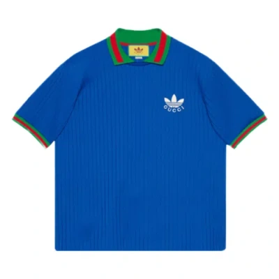 Pre-owned Gucci Adidas X  Polyester Polo Shirt 'cobalt Blue' 691777-xjekf-4364