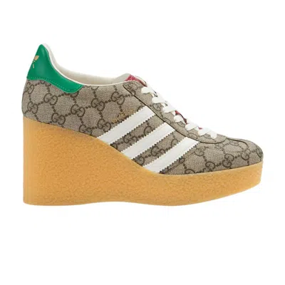 Pre-owned Gucci Adidas X  Wmns Wedge Gazelle 'beige Gg Monogram' In Tan