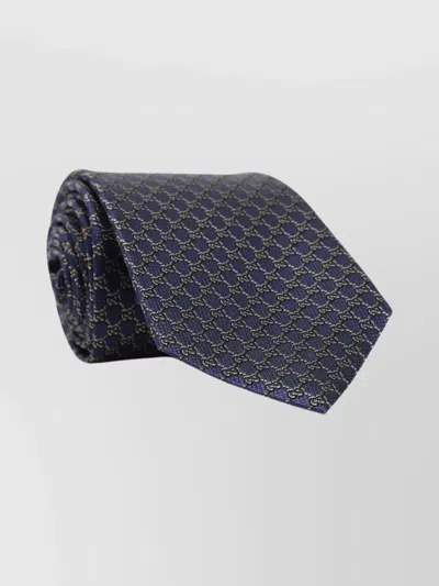 Gucci Adjustable Geometric Pattern Silk Tie In Blue