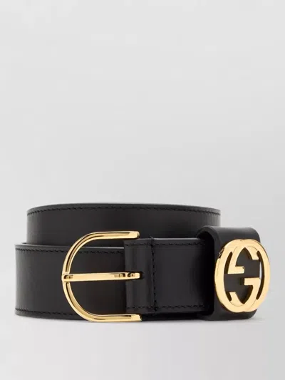 Gucci Adjustable Leather Belt Thirty Millimeters In Black