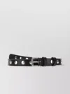 GUCCI ADJUSTABLE LEATHER BELT WITH SILVER BUCKLE