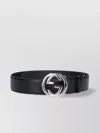 Gucci Adjustable Metal Buckle Smooth Finish Belts In Black