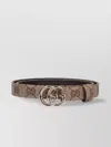 Gucci Adjustable Monogram Pattern Metal Hardware Belts In Neutral