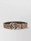 Gucci Adjustable Monogram Pattern Metal Hardware Belts In Brown