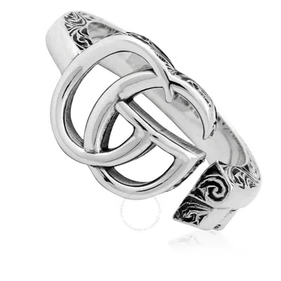 Gucci Aged Silver Double G Marmont Ring In Metallic