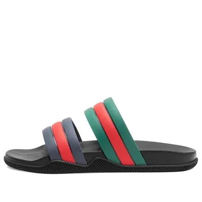 Gucci Agrado Grg Rubber Slide 'black Blue Green Red' In Multi